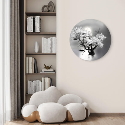 Black And White Lake Night Moon Sky  Acrylic Glass Rounded Print Tempered Glass Wall Art 100% Made in Australia Ready to Hang