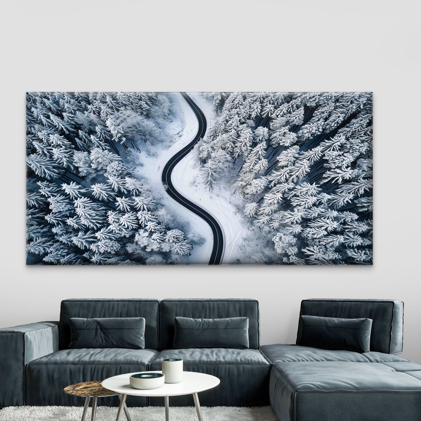 Aerial View on the Road Wall Art Canvas Office Home Room Framed 120x60cm