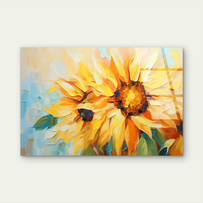 Abstract Yellow Sunflower Oil Painting  Acrylic Glass Printing Wall Art Australian Made Quality