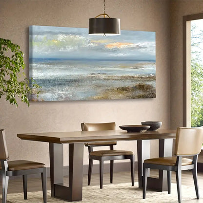 Abstract Blue Ocean Modern Coastal Wall Art canvas office home room framed 120x60cm - Bella Home Decor