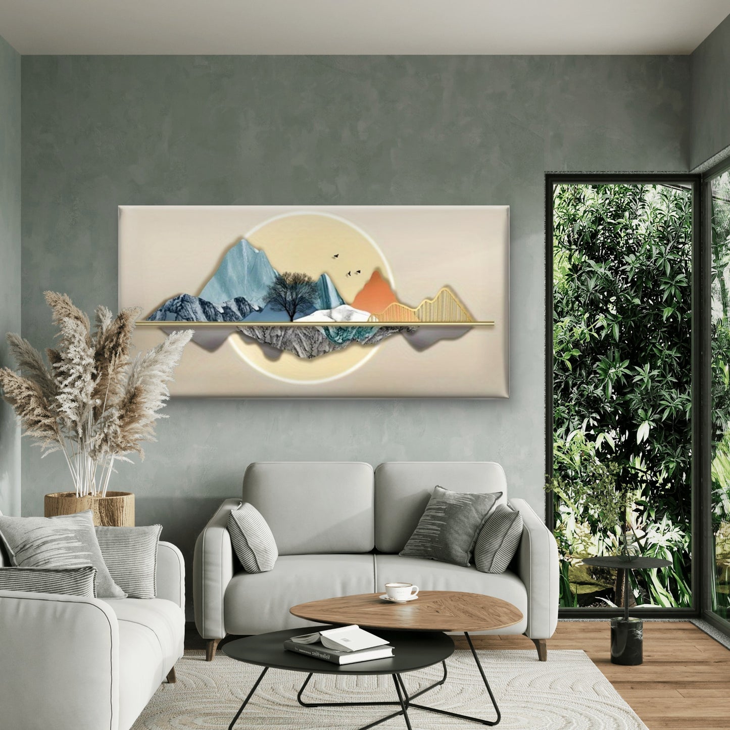 Abstract Mountain with a Bridge Wall Art Canvas Office Home Room Framed 120x60cm