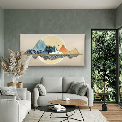 Abstract Mountain with a Bridge Wall Art Canvas Office Home Room Framed 120x60cm