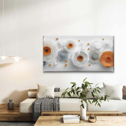 Abstract Floral Orange & White Wall Art Canvas Office Home Room Framed 120x60cm - Bella Home Decor