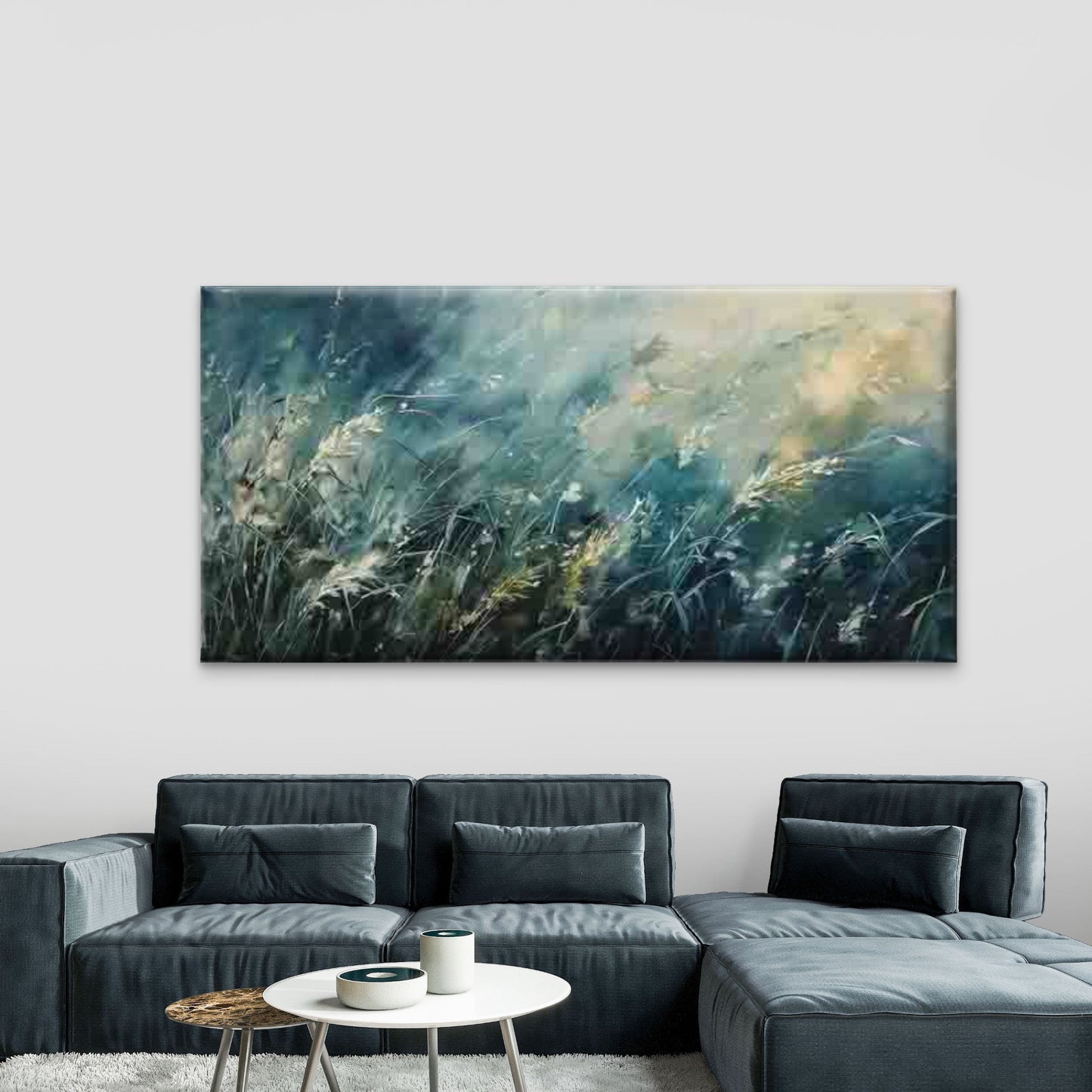 Green Meadow Wild Grass Wall Art Canvas Office Home Room Framed 120x60cm