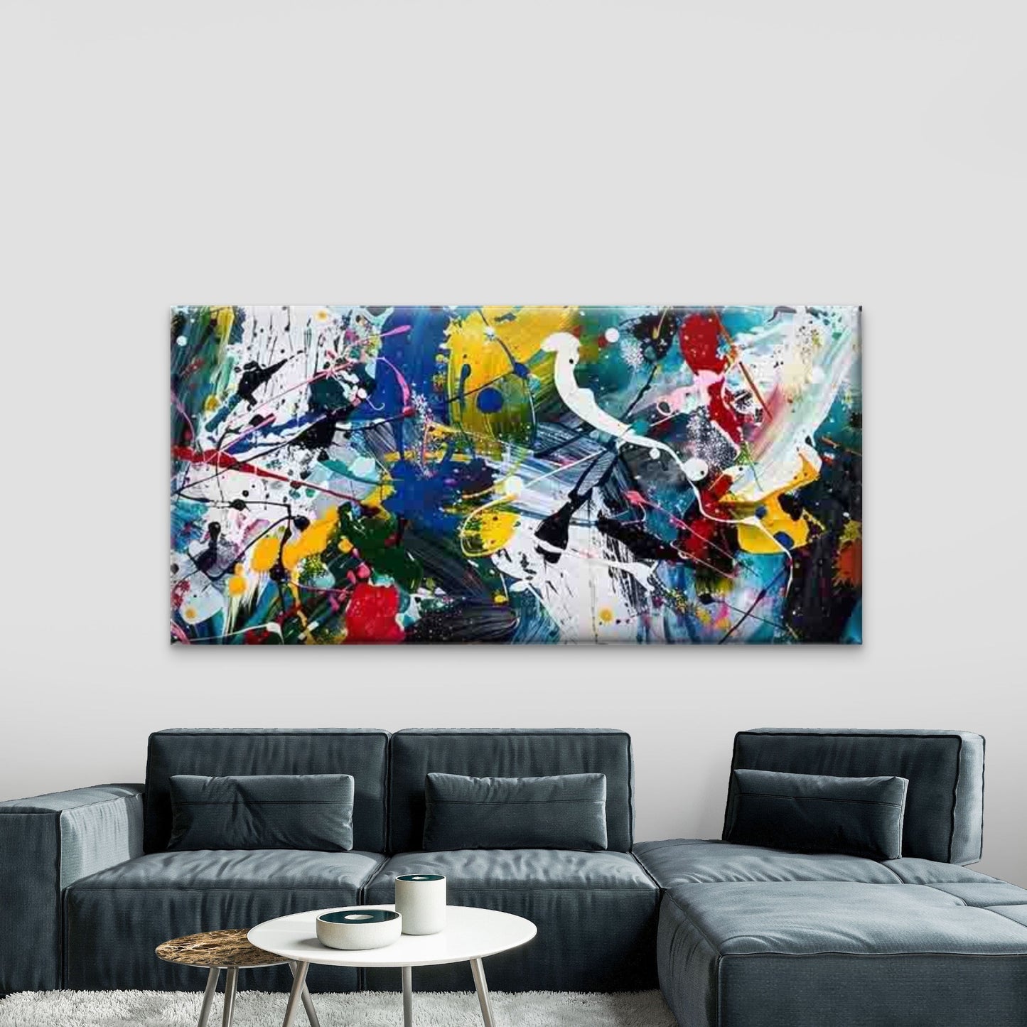 Abstract Colorful Splash Art Wall Art Canvas Office Home Room Framed 120x60cm