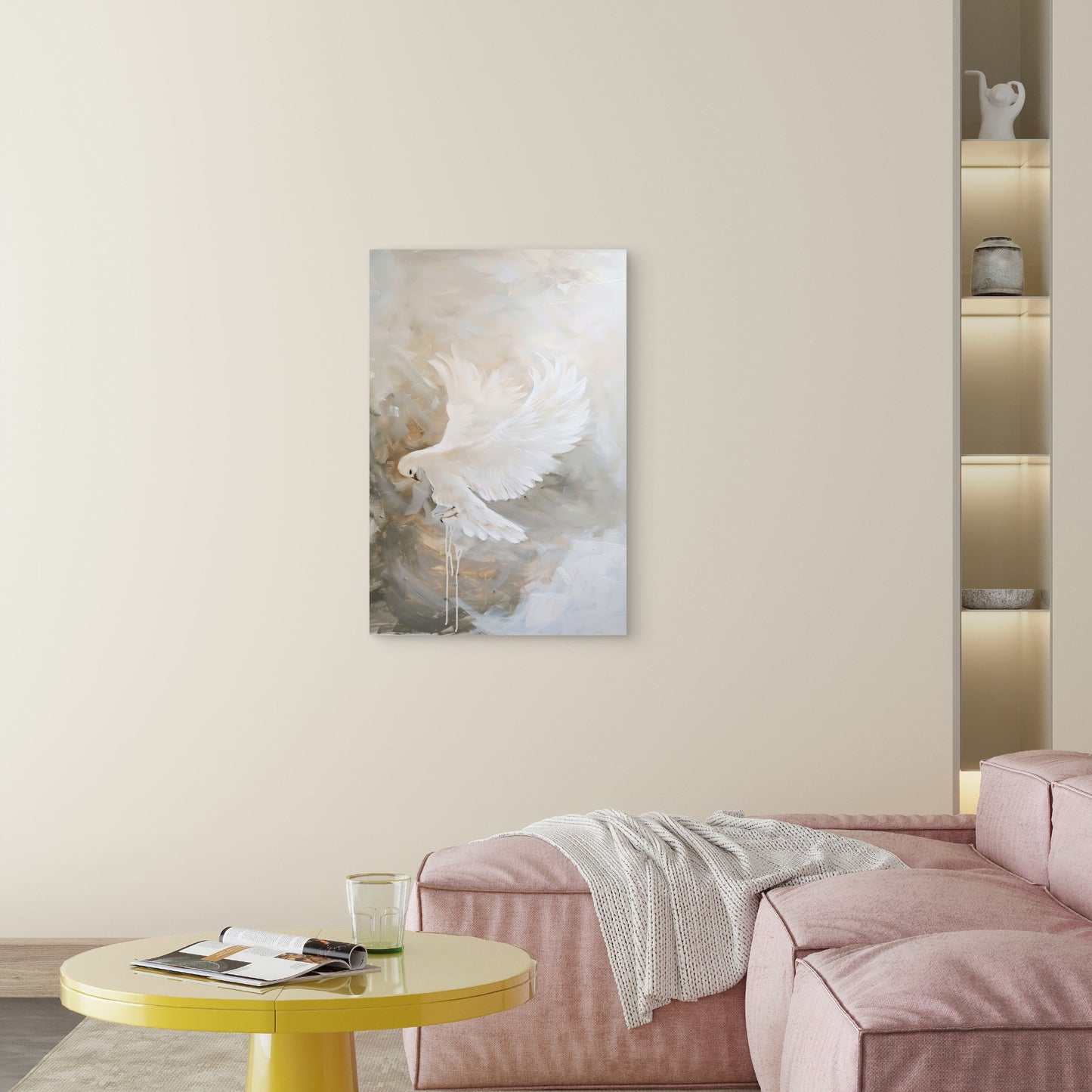 White Dove Bird Peace Abstract Art 40x60cm Metal Print Ready to Hang