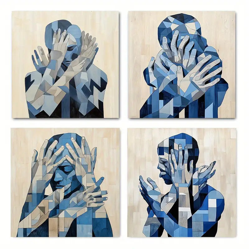 4pcs Hand Search Grasp Countless Hands Wall Art Canvas Framed