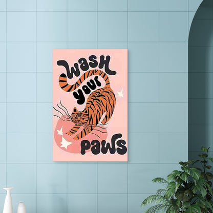 Orange And Black Striped Tiger 40x60cm Metal Print Ready to Hang - Bella Home Decor