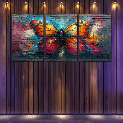 3pcs Vibrant Crystal Butterfly Wall Art Set Canvas Framed 60x90cm - High Quality Print 100% Australian Made Wall Canvas Ready to Hang