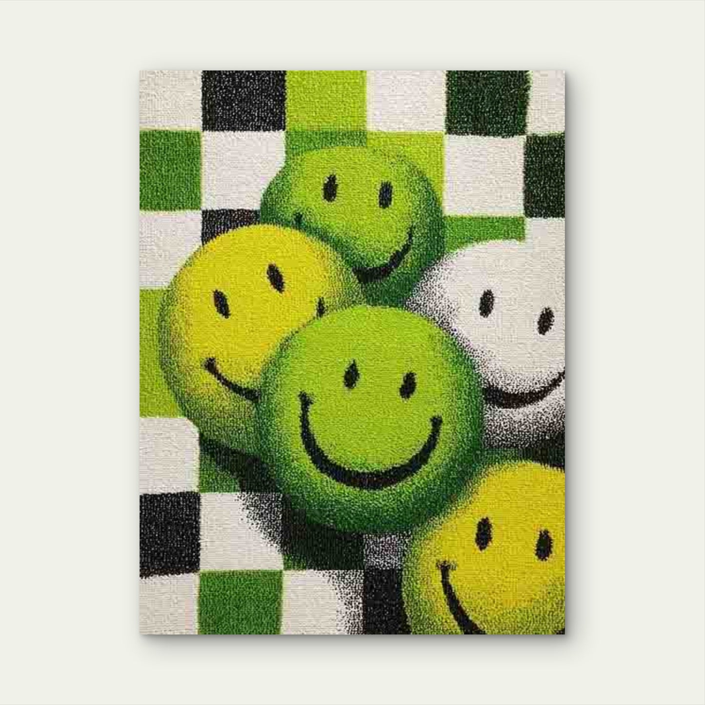Lime Green & White Checkerboard Metal Print Ready to Hang