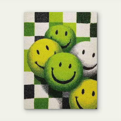 Lime Green & White Checkerboard Metal Print Ready to Hang