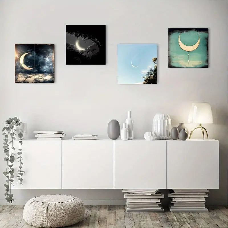 4pcs Ocean Night Landscap Perfect  Wall Art Canvas Framed