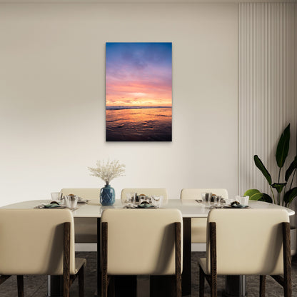Coastal Ocean Pink Purple Sunset Sky 40x60cm Metal Print Ready to Hang