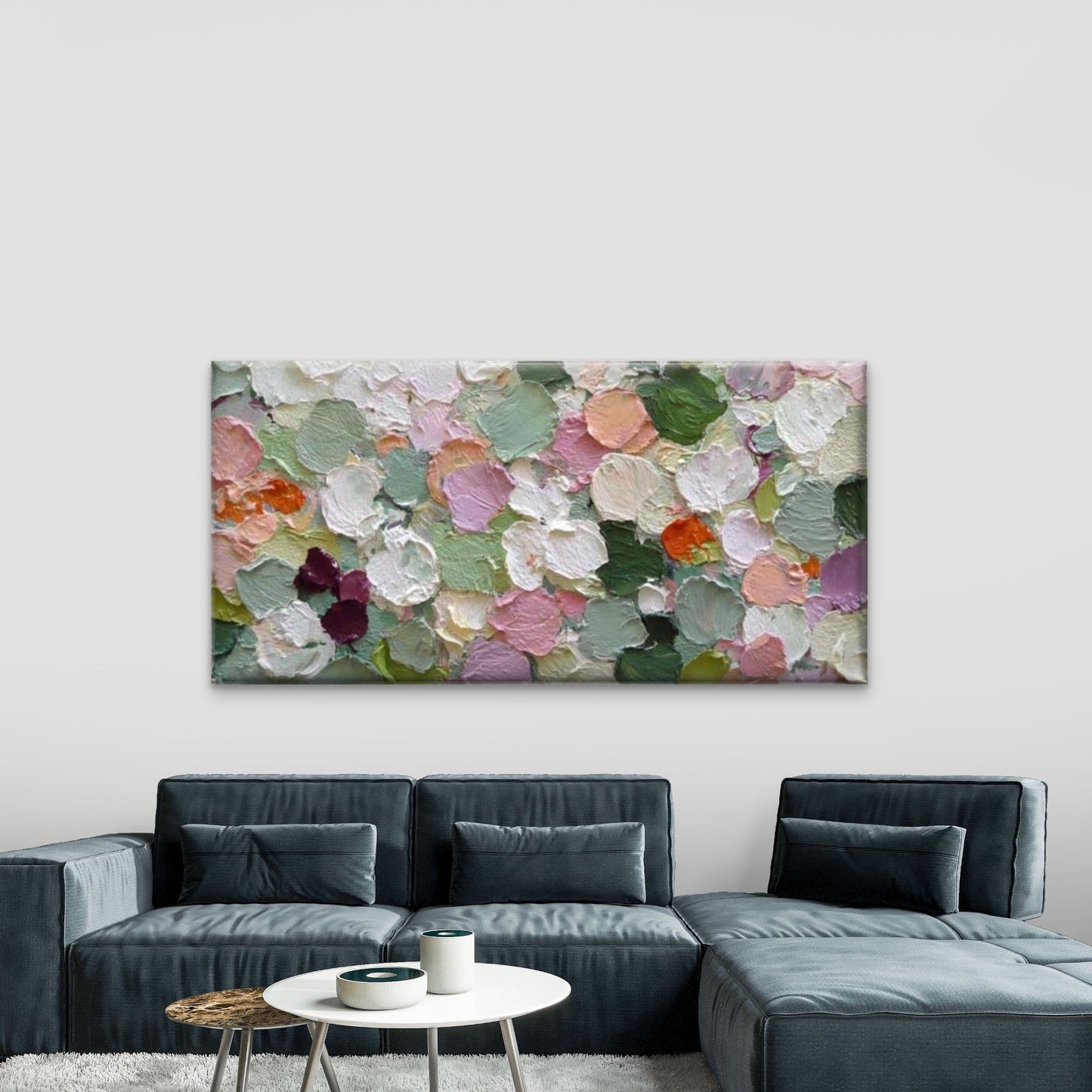 Soft Pastel Floral Abstract Wall Art Canvas Office Home Room Framed 120x60cm - Bella Home Decor