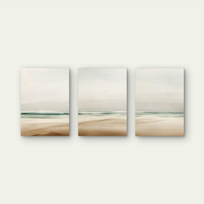 3pcs Muted Coastal Beach Abstract Landscape Wall Art Set Canvas Framed 40x60cm - High Quality Print 100% Australian Made Wall Canvas Ready to Hang - Bella Home Decor