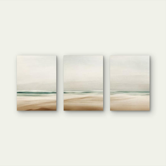 3pcs Muted Coastal Beach Abstract Landscape Wall Art Set Canvas Framed 40x60cm - High Quality Print 100% Australian Made Wall Canvas Ready to Hang - Bella Home Decor