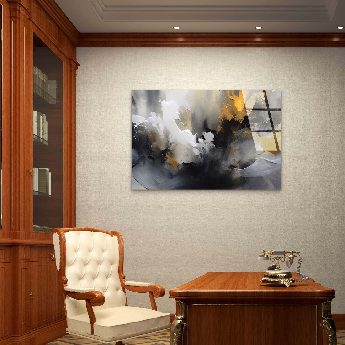 Modern Black Gold Painting Acrylic Glass Printing Wall Art Australian Made Quality