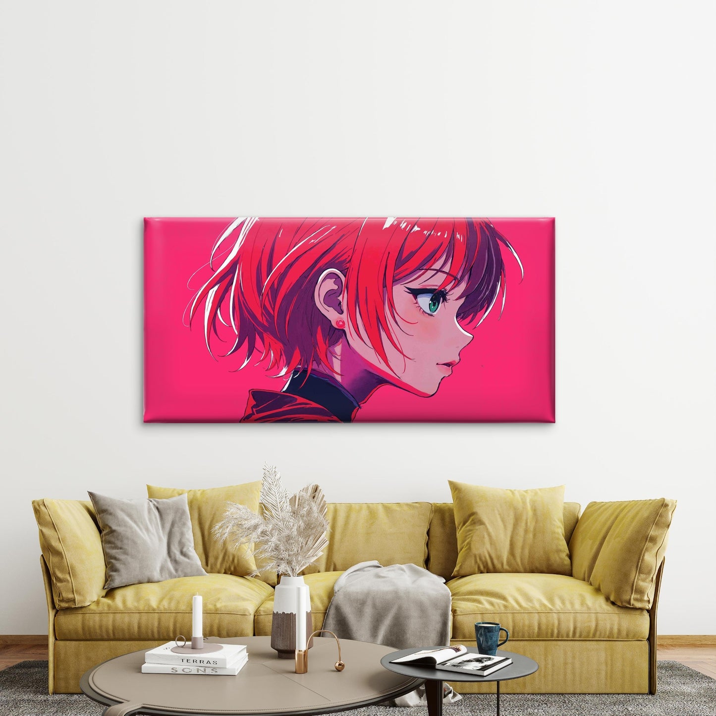 Cute Anime Girl Wall Art Canvas Office Home Room Framed 120x60cm - Bella Home Decor