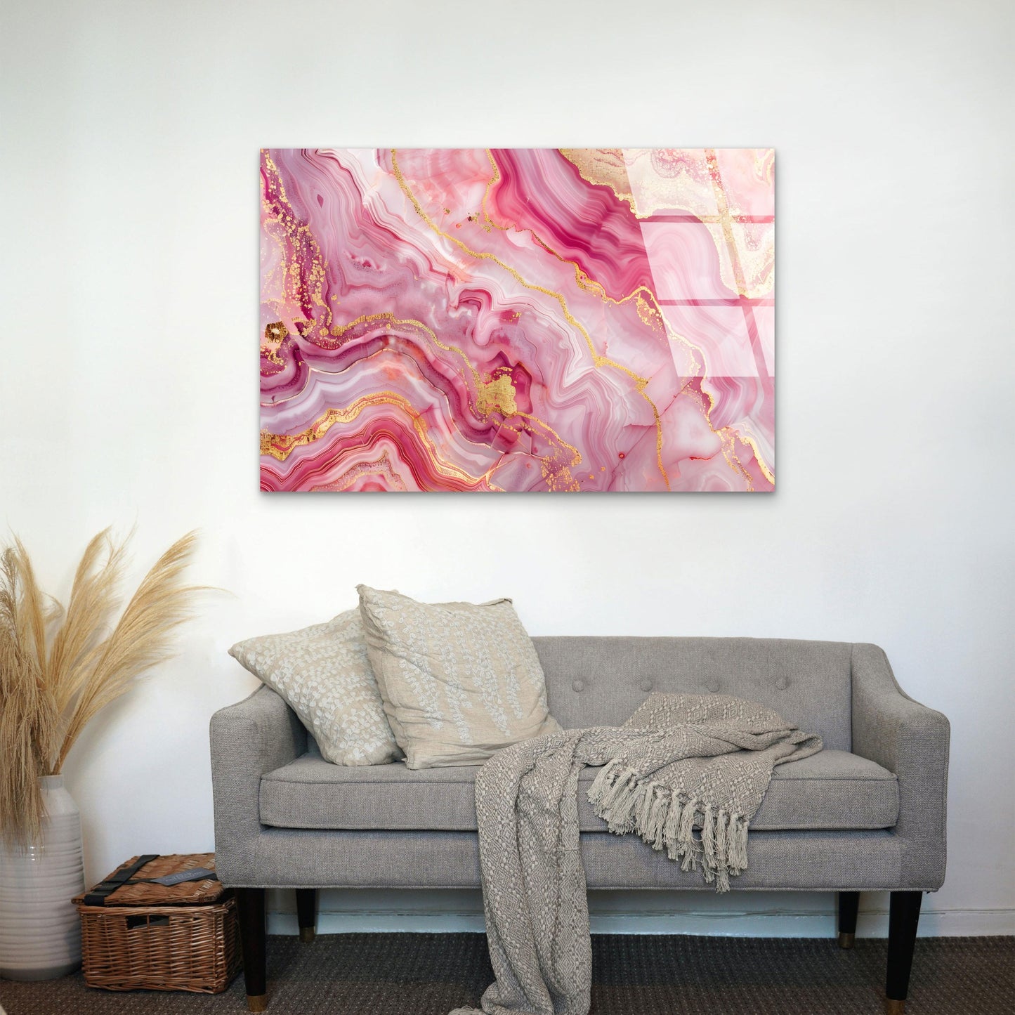 Abstract Rose Gold Geode Vein Acrylic Glass Printing Wall Art Australian Made Quality