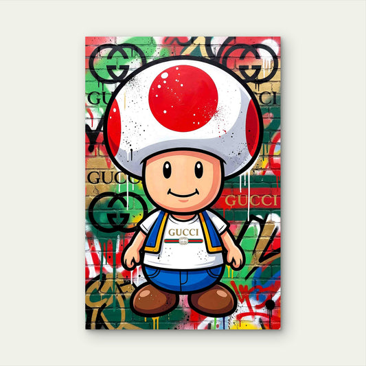 Mushroom Boy Cartoon In A Designer Shirt 60x90cm Metal Print Ready to Hang