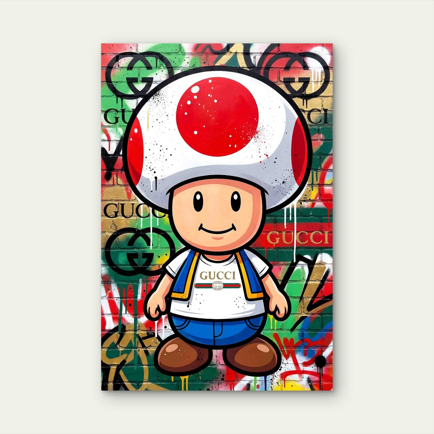 Mushroom Boy Cartoon In A Designer Shirt 40x60cm Metal Print Ready to Hang