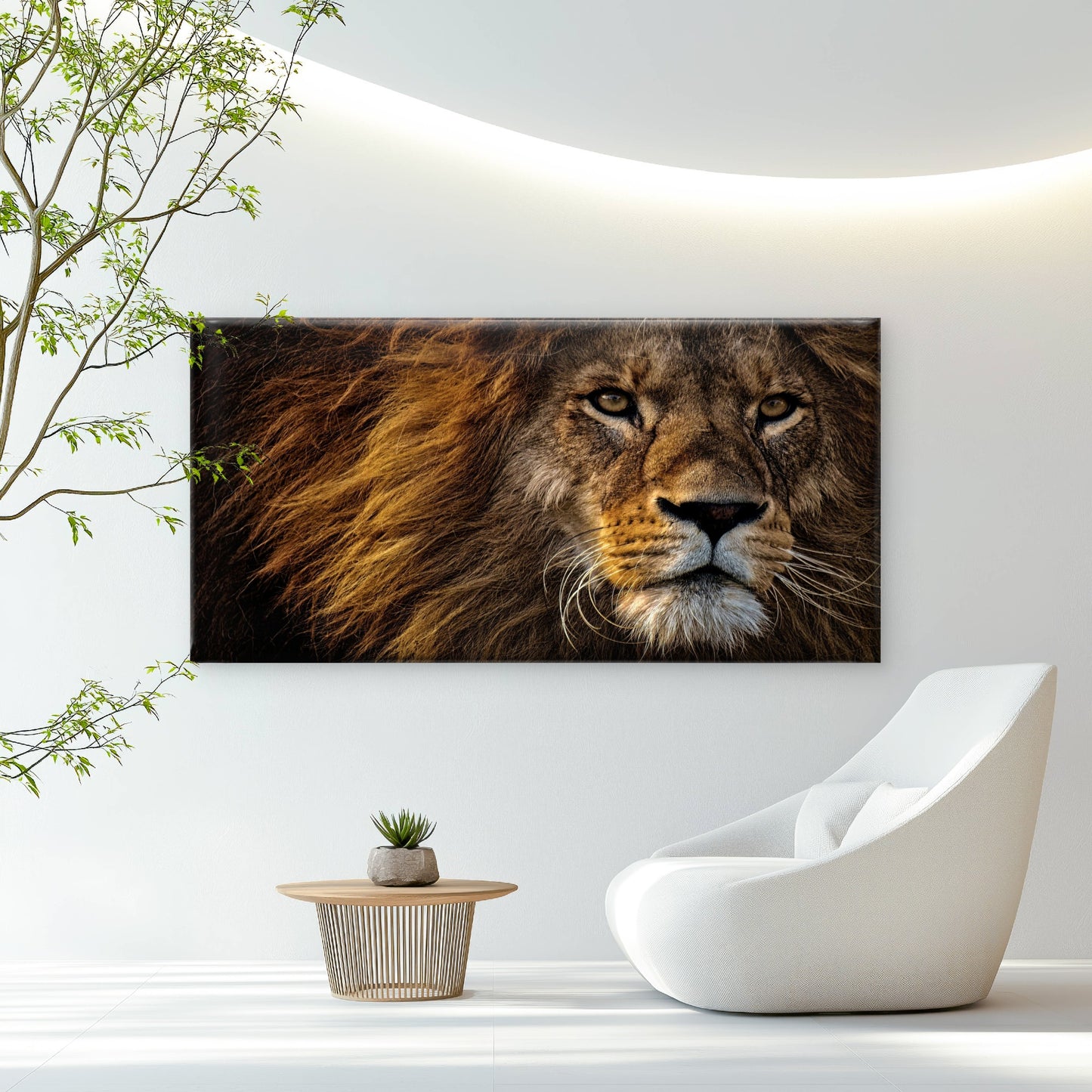 Majestic Golden Lion King Wall Art Canvas Office Home Room Framed 120x60cm