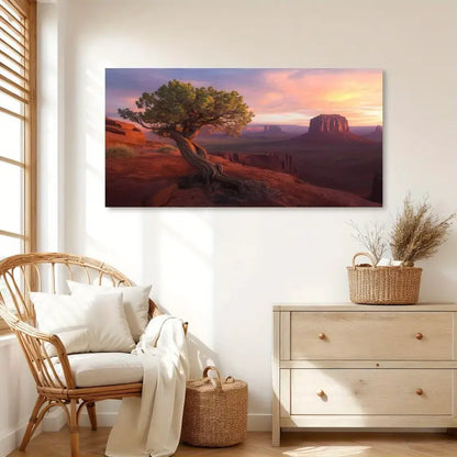Dawn Sunset Vibrant Sky & Rock Formations Wall Art canvas office home room framed 120x60cm - Bella Home Decor