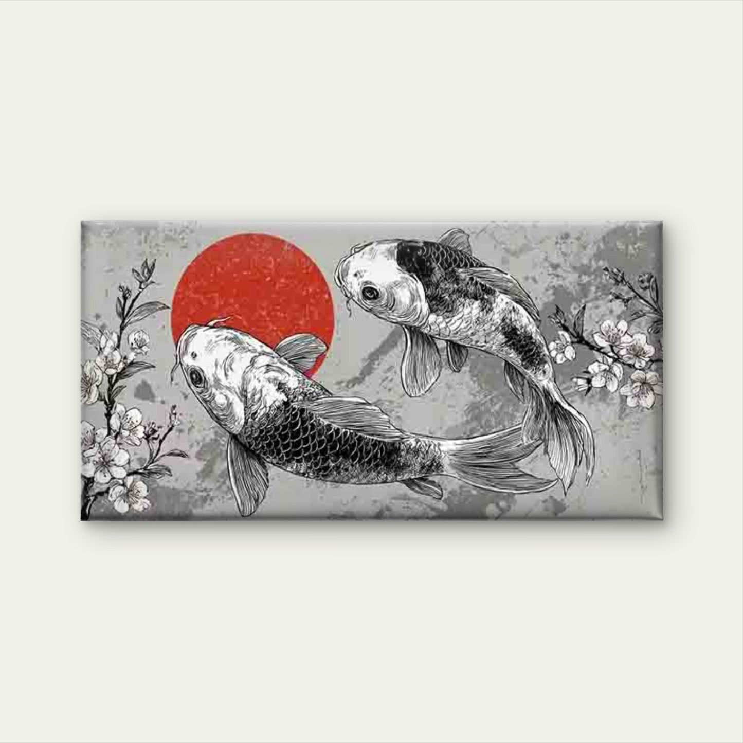 Abstract Japanese Koi Fish Wall Art Canvas Office Home Room Framed 120x60cm - Bella Home Decor