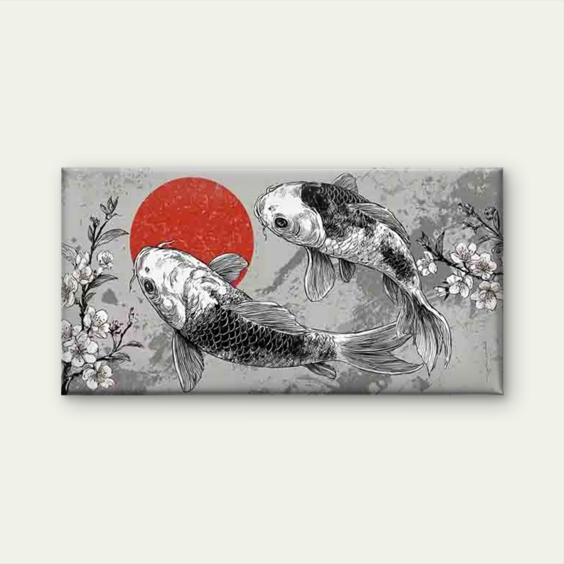 Abstract Japanese Koi Fish Wall Art Canvas Office Home Room Framed 120x60cm - Bella Home Decor