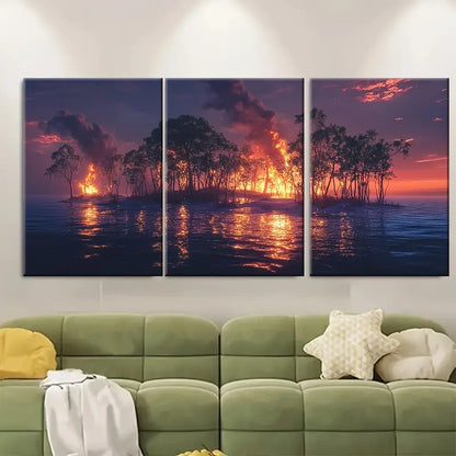 3pcs Fire Island Travel Art Sunken Forest Metal Print Ready to Hang Art