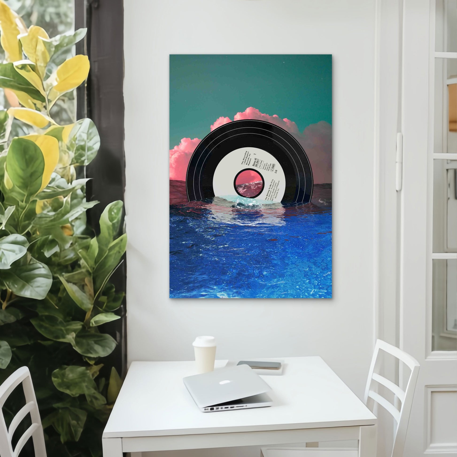 Floating Vinyl At Sunset 60x90cm Metal Print Ready to Hang - Bella Home Decor