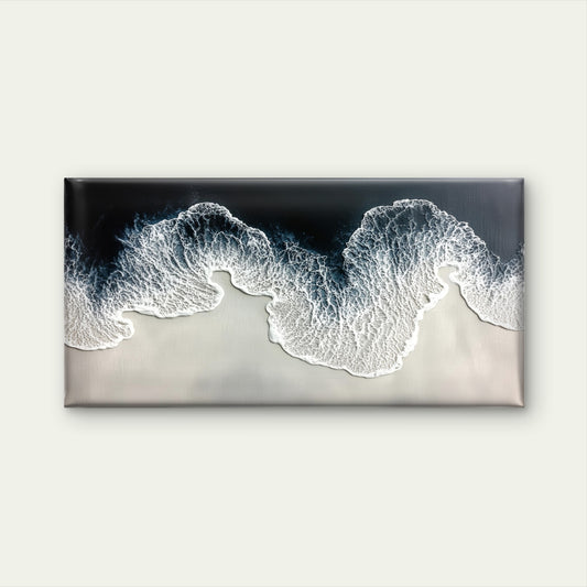 Blue Sea Foam Coast Beach Wall Art Canvas Office Home Room Framed 120x60cm