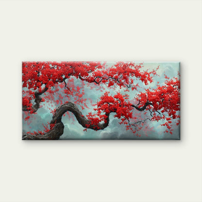 Chinese Red Cherry Blossom Wall Art Canvas Office Home Room Framed 120x60cm