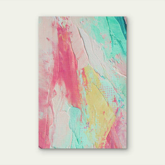 Vibrant Mint Turquoise Yellow Cream Art 40x60cm Metal Print Ready to Hang