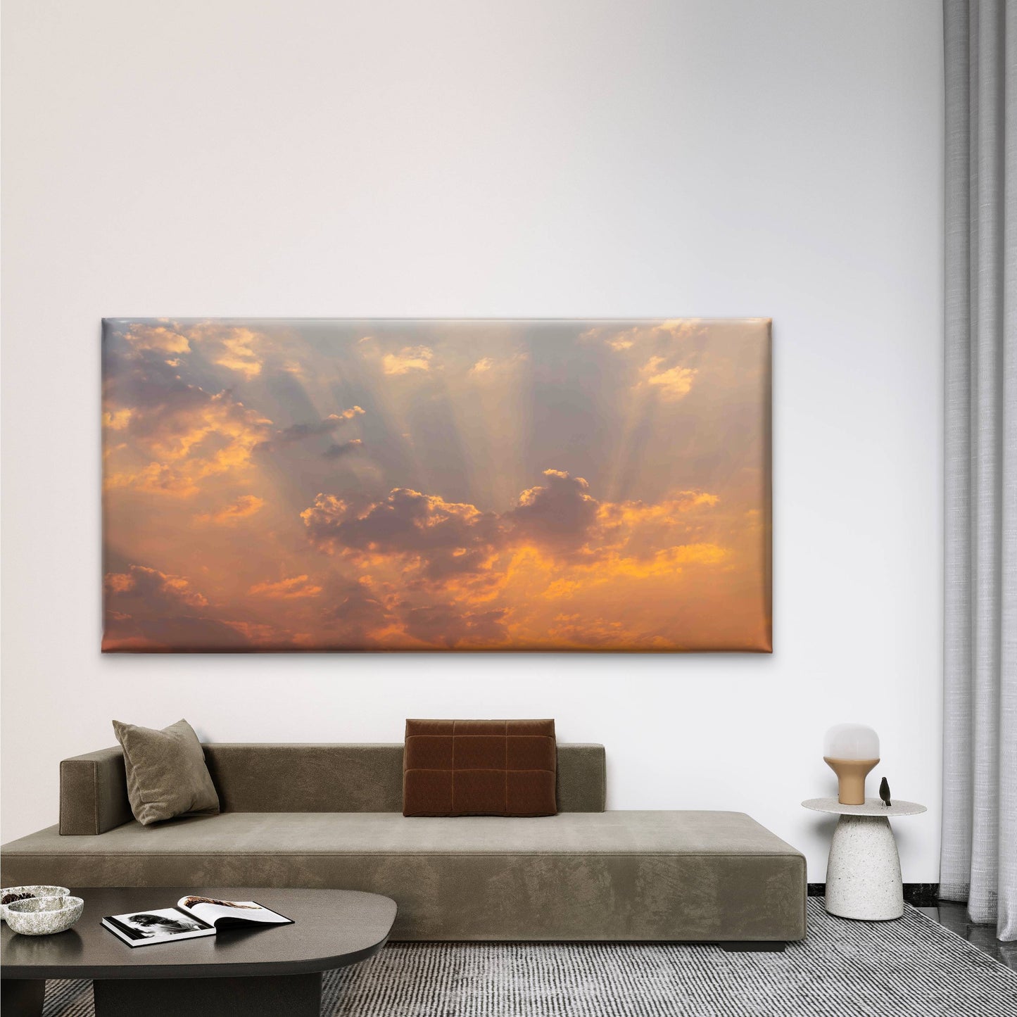 Sky With Rays Wall Art Canvas Office Home Room Framed 120x60cm