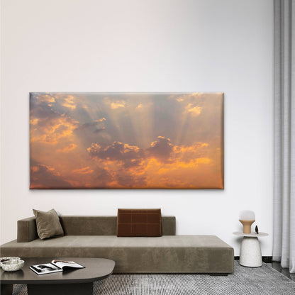 Sky With Rays Wall Art Canvas Office Home Room Framed 120x60cm
