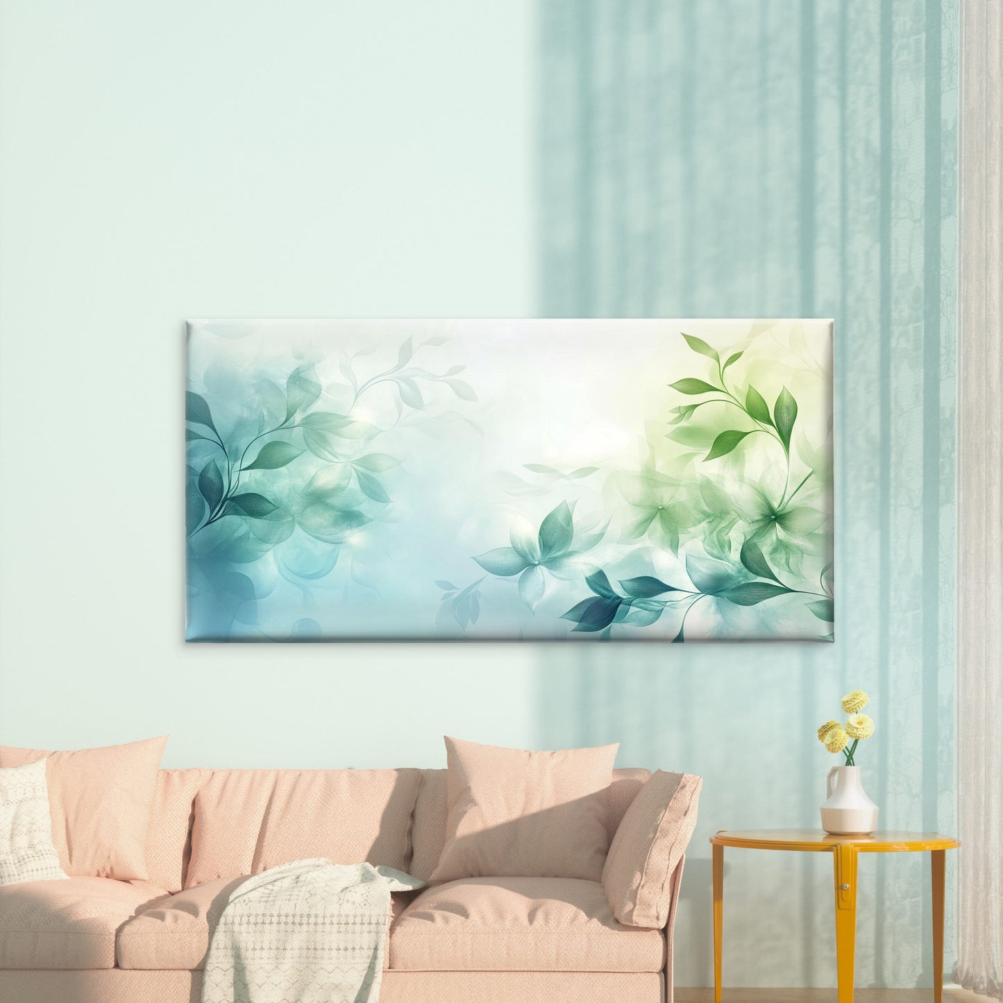 Abstract Botanical Painting Wall Art Canvas Office Home Room Framed 120x60cm - Bella Home Decor