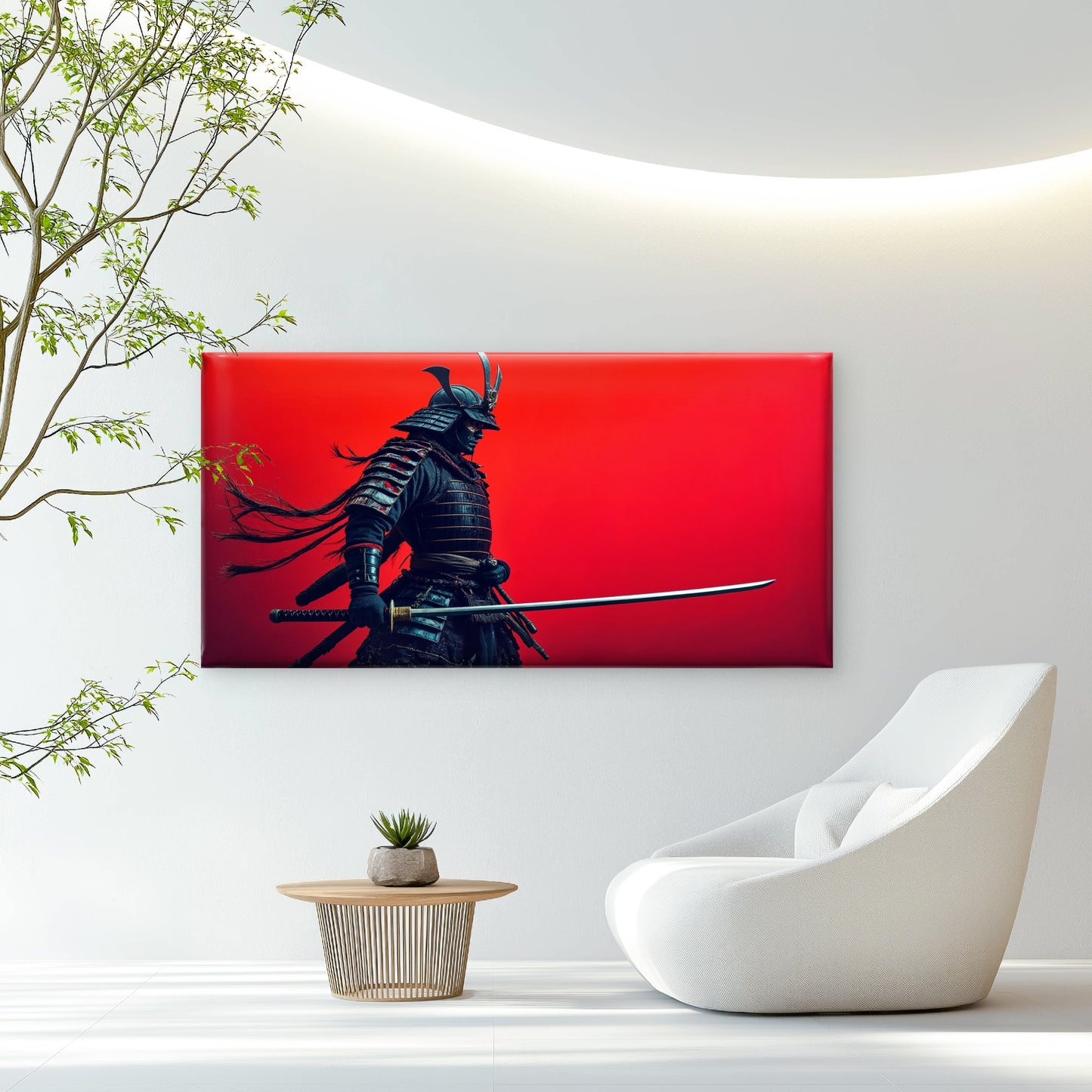 Crimson Shadow Ronin Warrior Wall Art Canvas Office Home Room Framed 120x60cm
