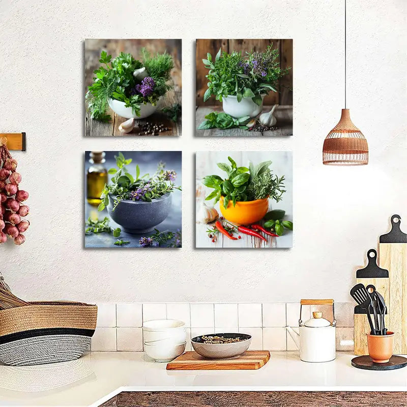 4pcs Nature's Palette Wall Art Canvas Framed