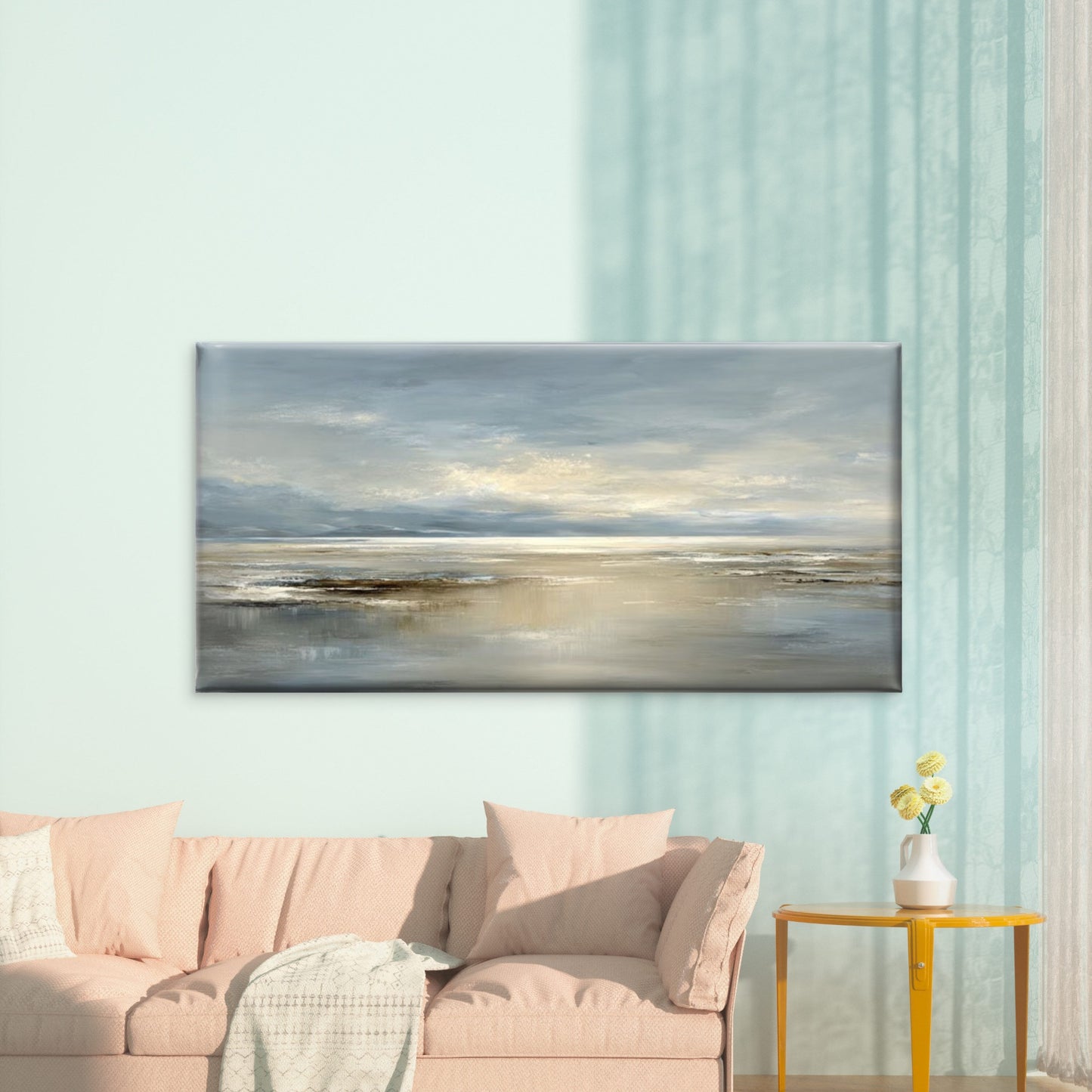 Abstract Seascape Painting Wall Art Canvas Office Home Room Framed 120x60cm
