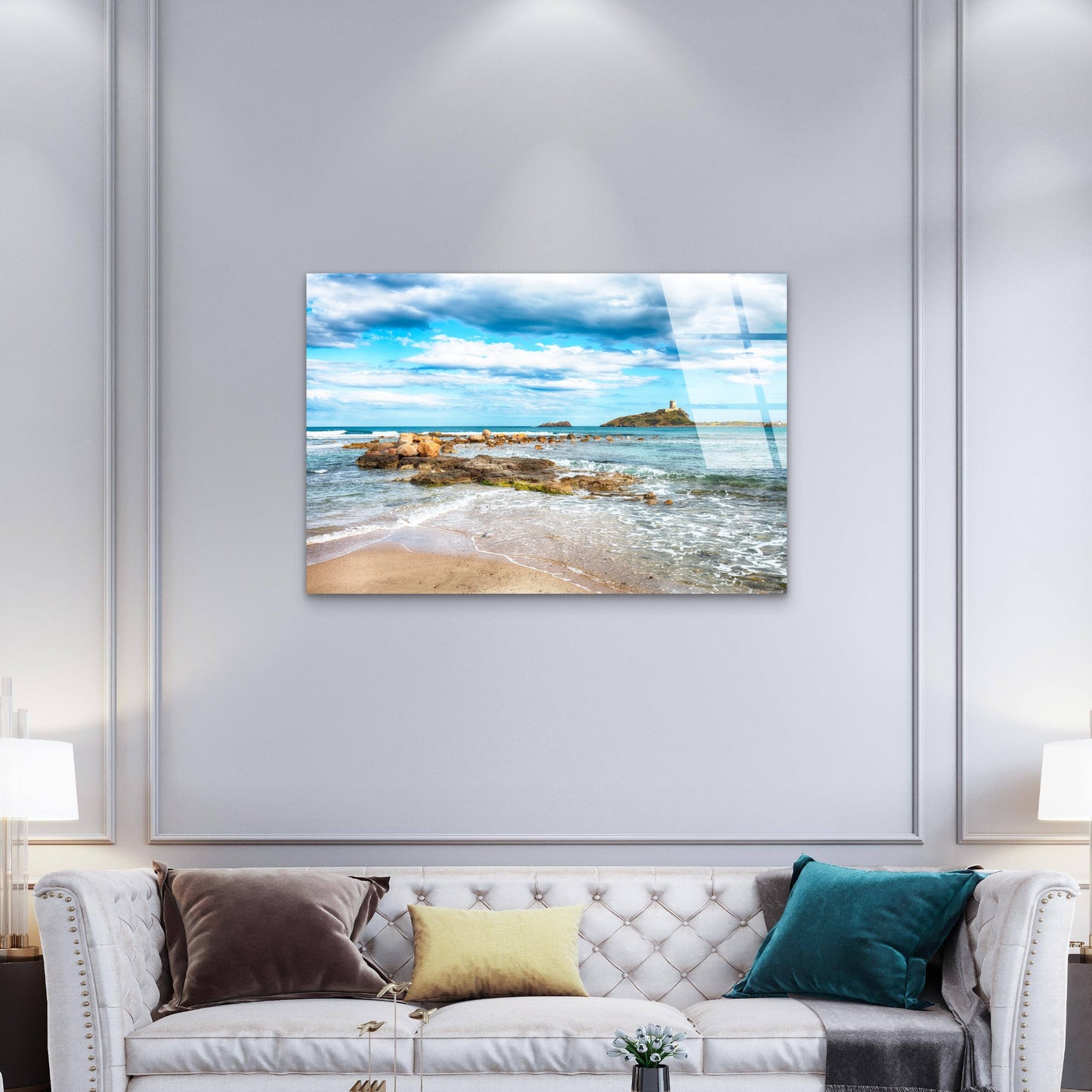 Sardinia Coastal Watchtower Acrylic  Glass Printing Wall Art Australian Made Quality