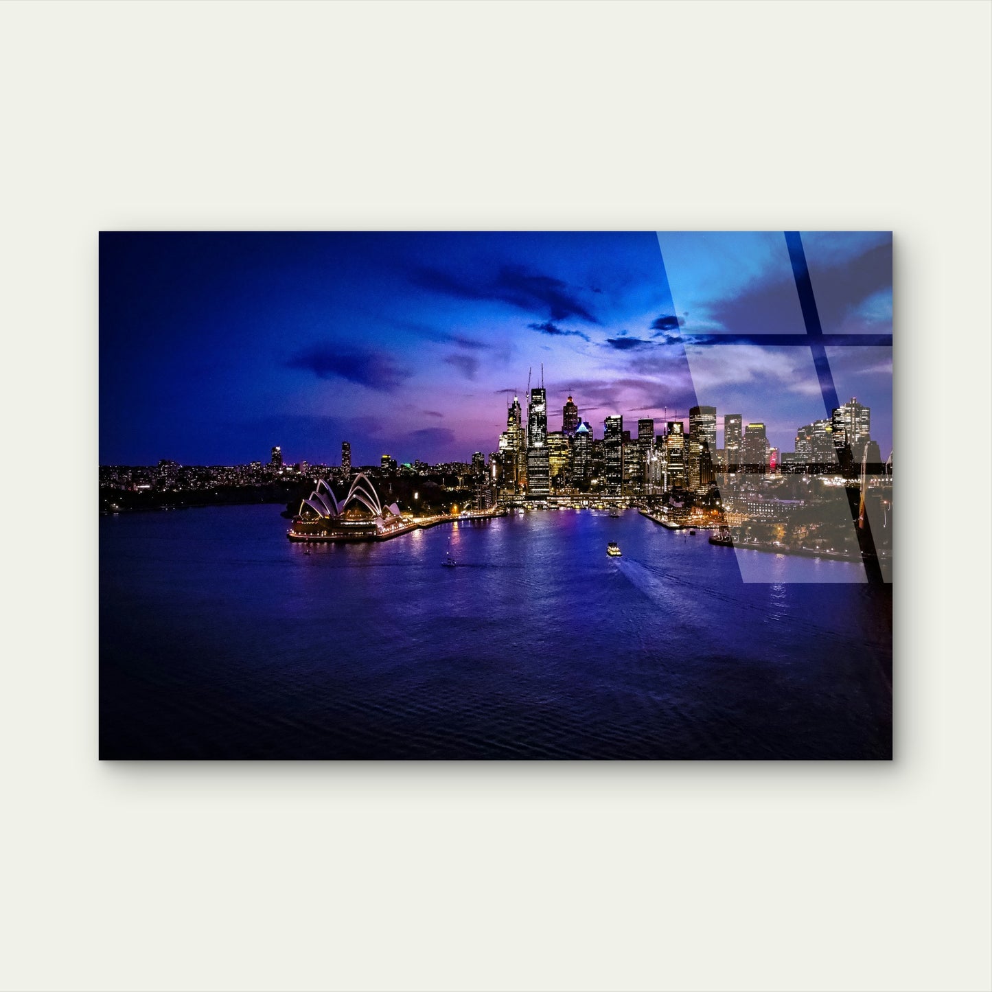 Sydney Opera House Harbour Bridge Night Skyline Illuminated Cityscape Acrylic Glass Printing Wall Art Australian Made Quality