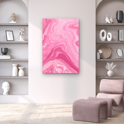 Pink And White Fluid Art Pattern 40x60cm Metal Print Ready to Hang