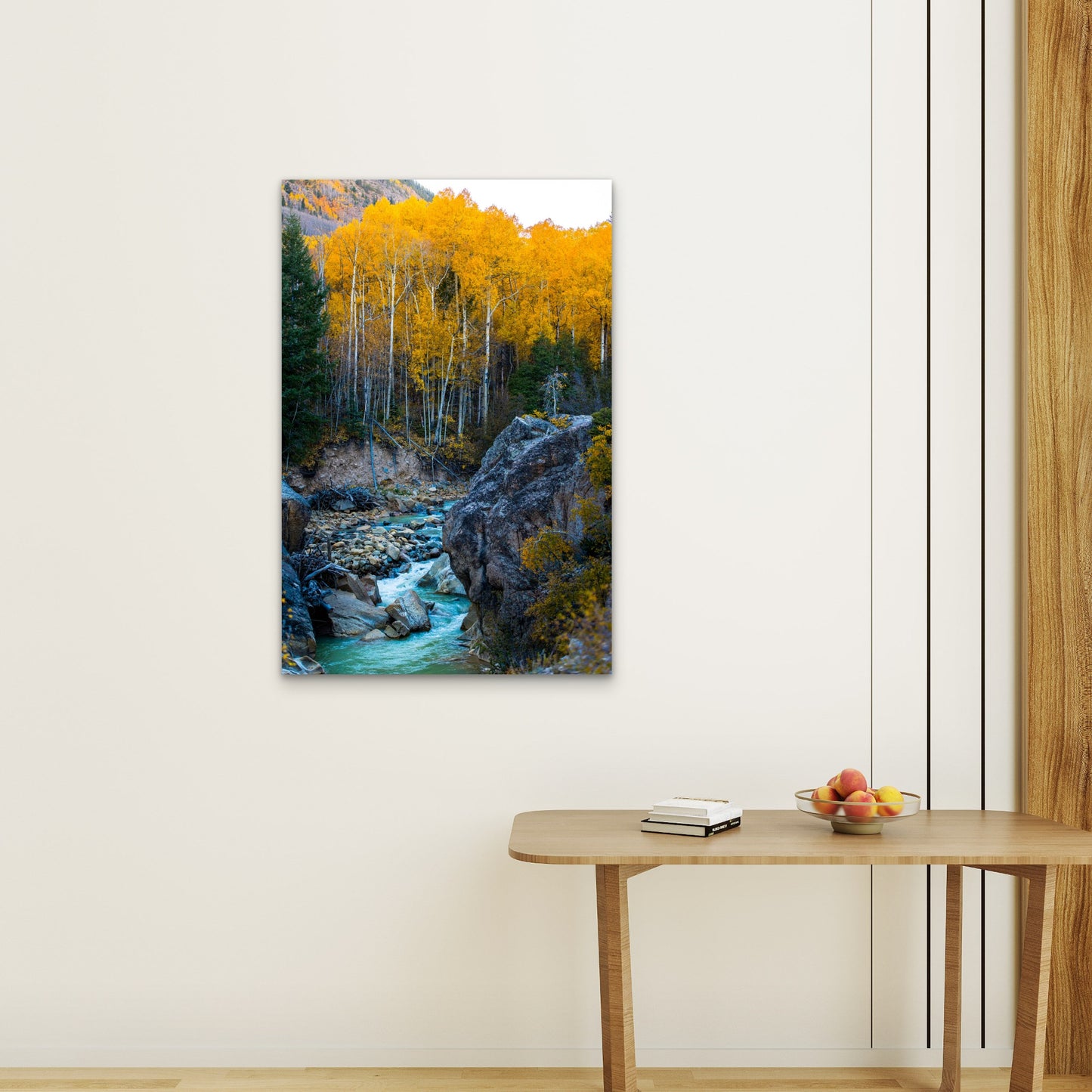Quaking Aspens in Autumn Mountains 60x90cm Metal Print Ready to Hang