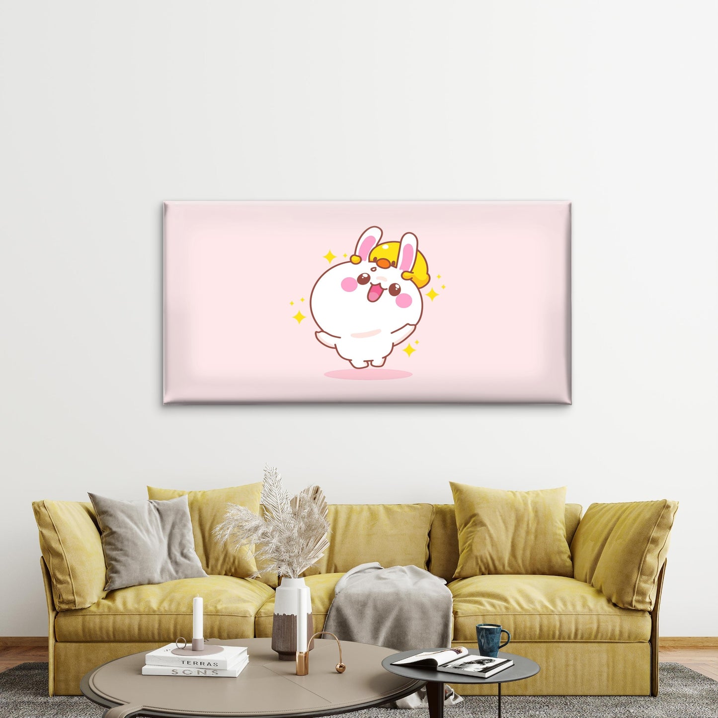 Playful Radiant Cute Bunny Wall Art Canvas Office Home Room Framed 120x60cm