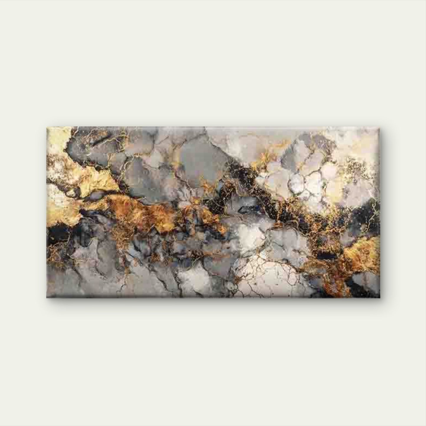 Dark Marble & Gold Abstract Wall Art Canvas Office Home Room Framed 120x60cm - Bella Home Decor