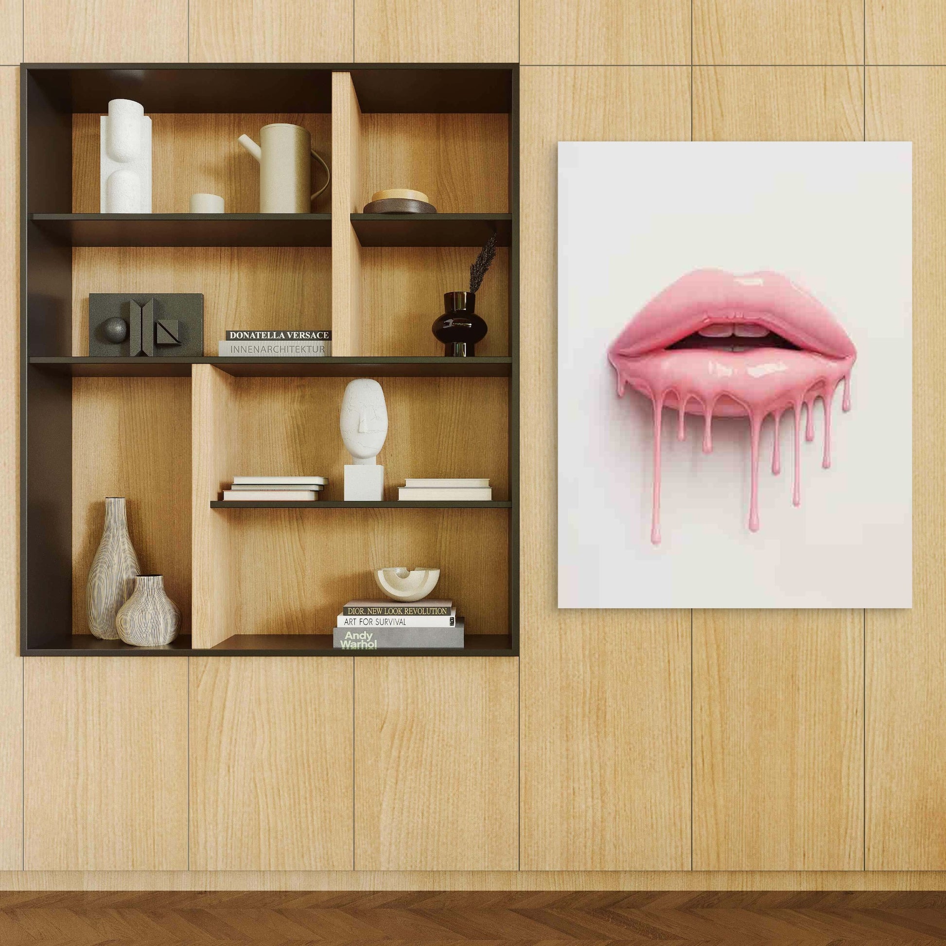 Pink Lip Art 60x90cm Metal Print Ready to Hang - Bella Home Decor