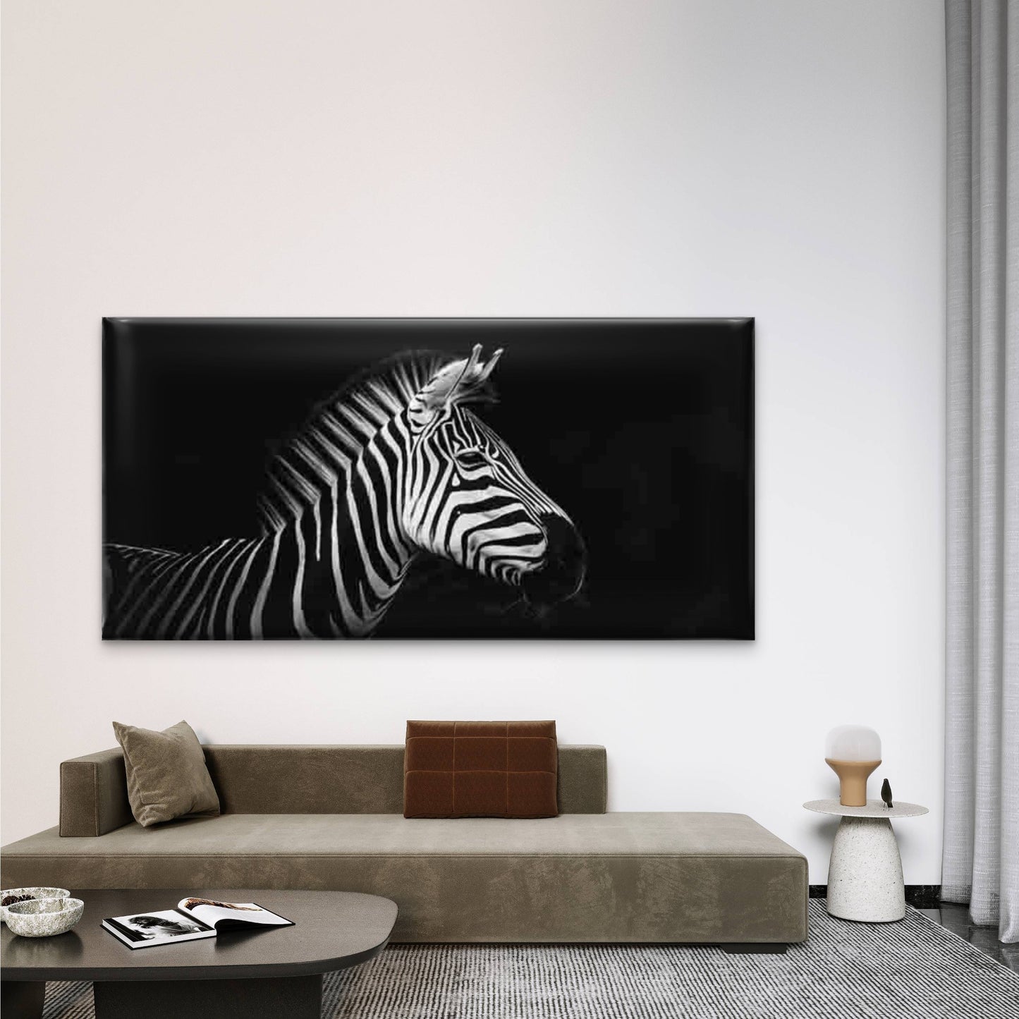 Close-Up of a Zebra Head Wall Art Canvas Office Home Room Framed 120x60cm