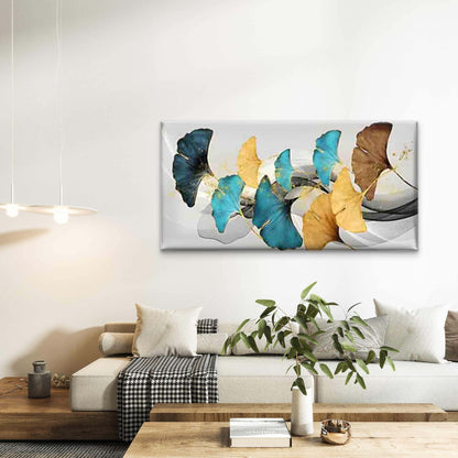 A Vibrant Ginkgo Leaf Pattern Wall Art Canvas Office Home Room Framed 120x60cm - Bella Home Decor