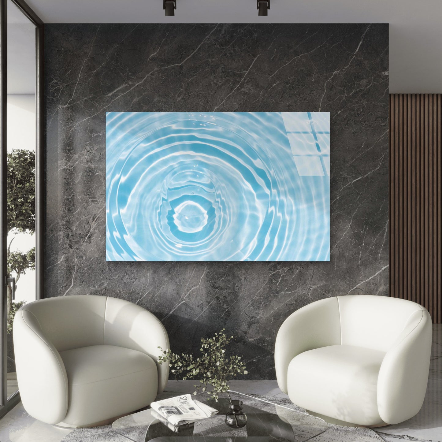 Light Blue Coastal Wate Tempered Glass Printing Wall Art Australian Made Quality